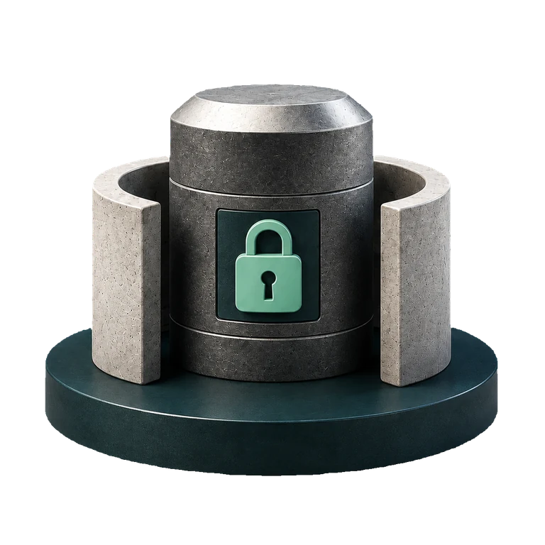 Une base de données protégée par un cadenas.